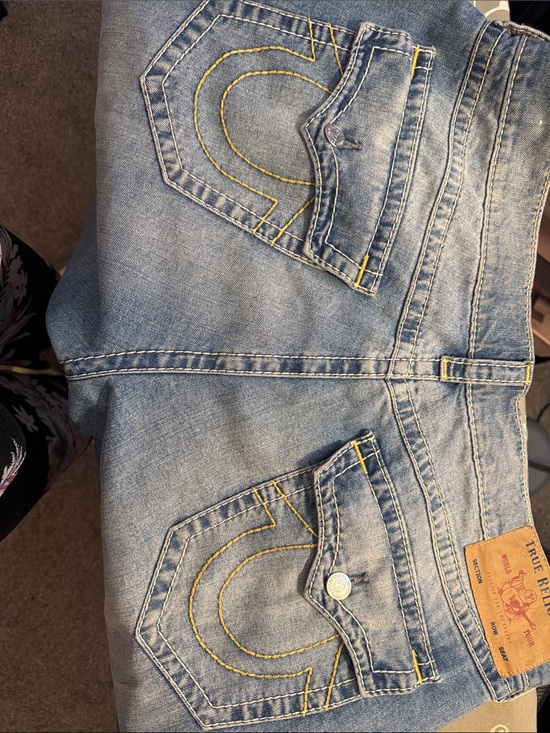 True Religion Other - True Religion Light Blue Jeans with Yellow Stitching